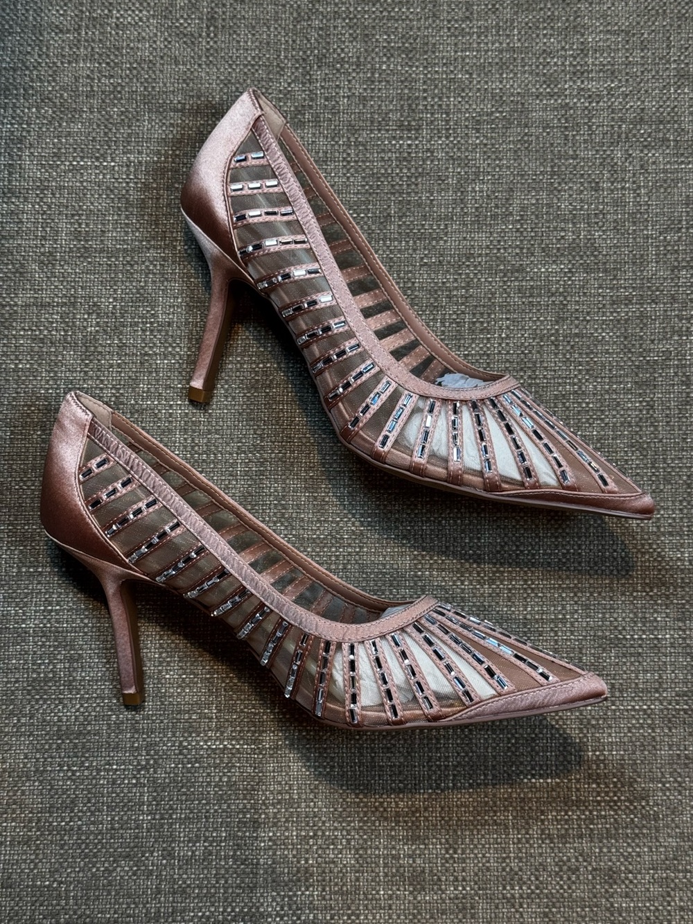 NIB Paolo Nude Satin Mesh Pump Heels Size 10
